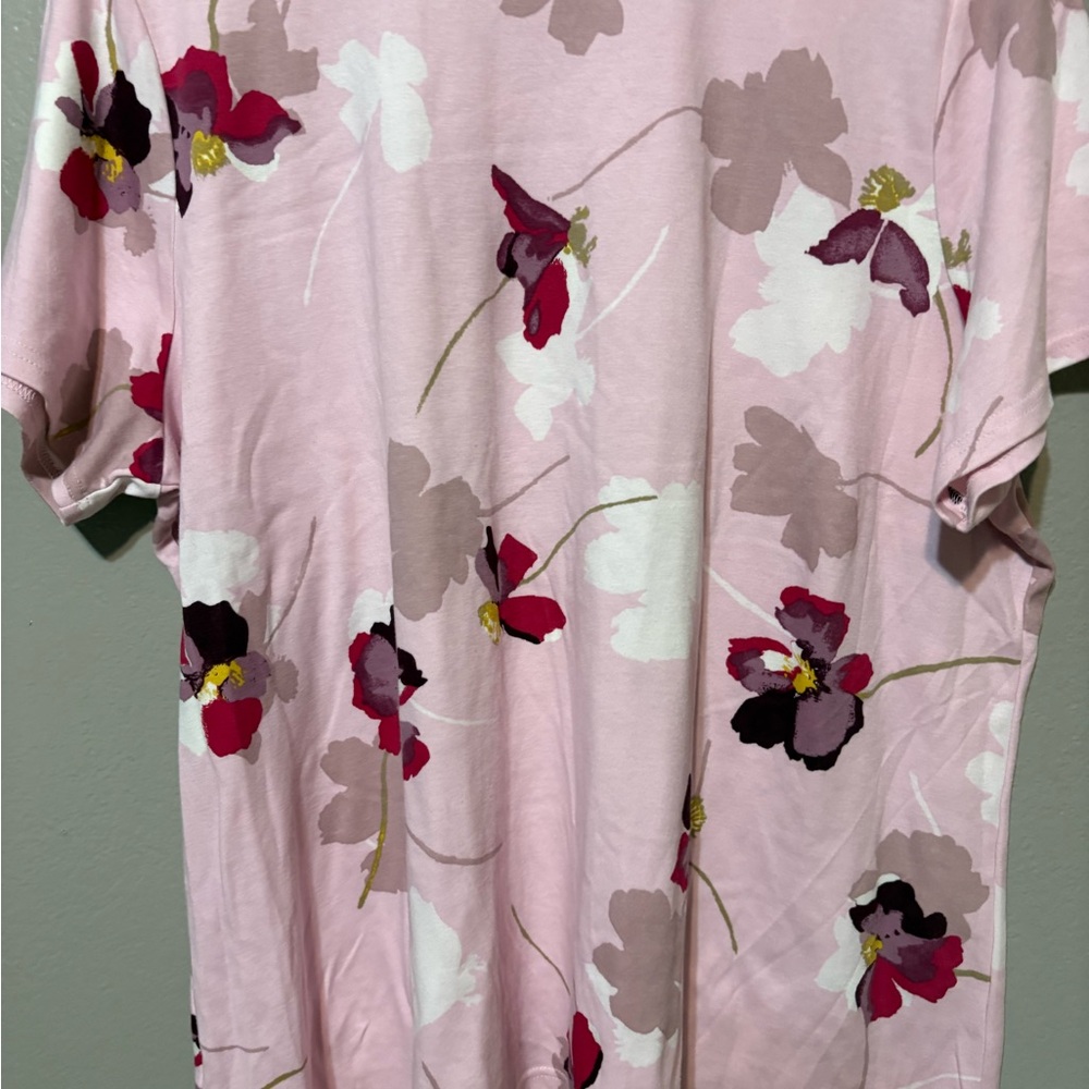Women’s Croft & Barrow Pink Floral Short-Sleeve Tee Size 2X - Picture 5 of 6